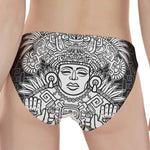 Blue And White Mayan Statue Print Women's Panties