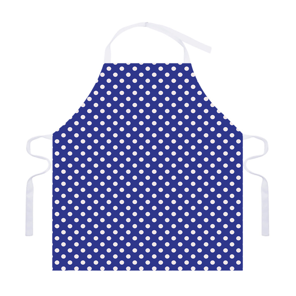 Blue And White Polka Dot Pattern Print Adjustable Apron