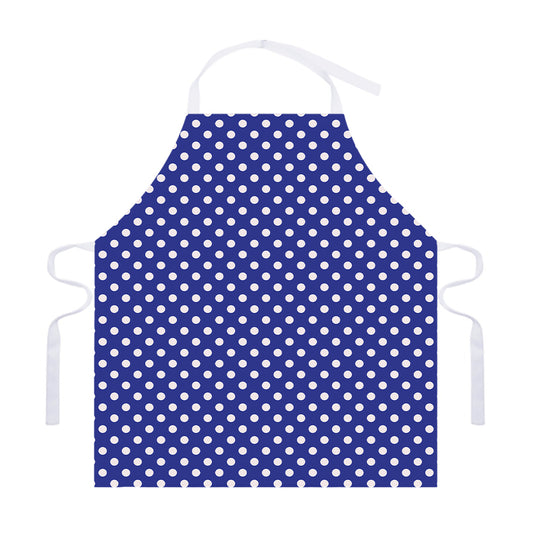Blue And White Polka Dot Pattern Print Adjustable Apron