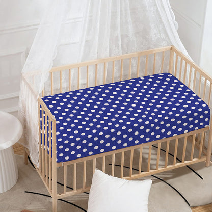 Blue And White Polka Dot Pattern Print Baby Crib Sheet