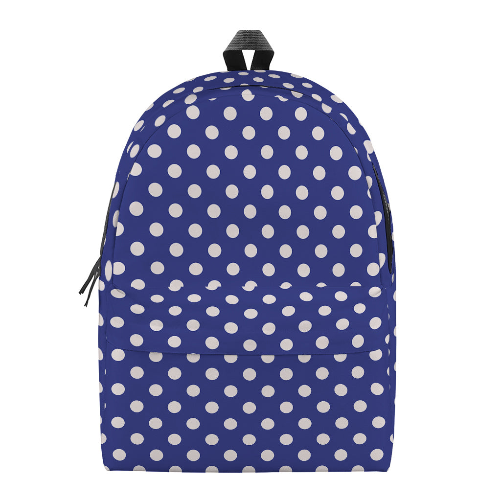 Blue And White Polka Dot Pattern Print Backpack