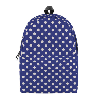 Blue And White Polka Dot Pattern Print Backpack