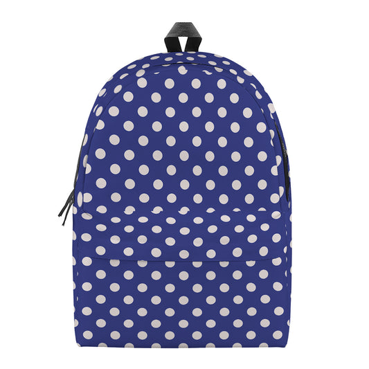Blue And White Polka Dot Pattern Print Backpack