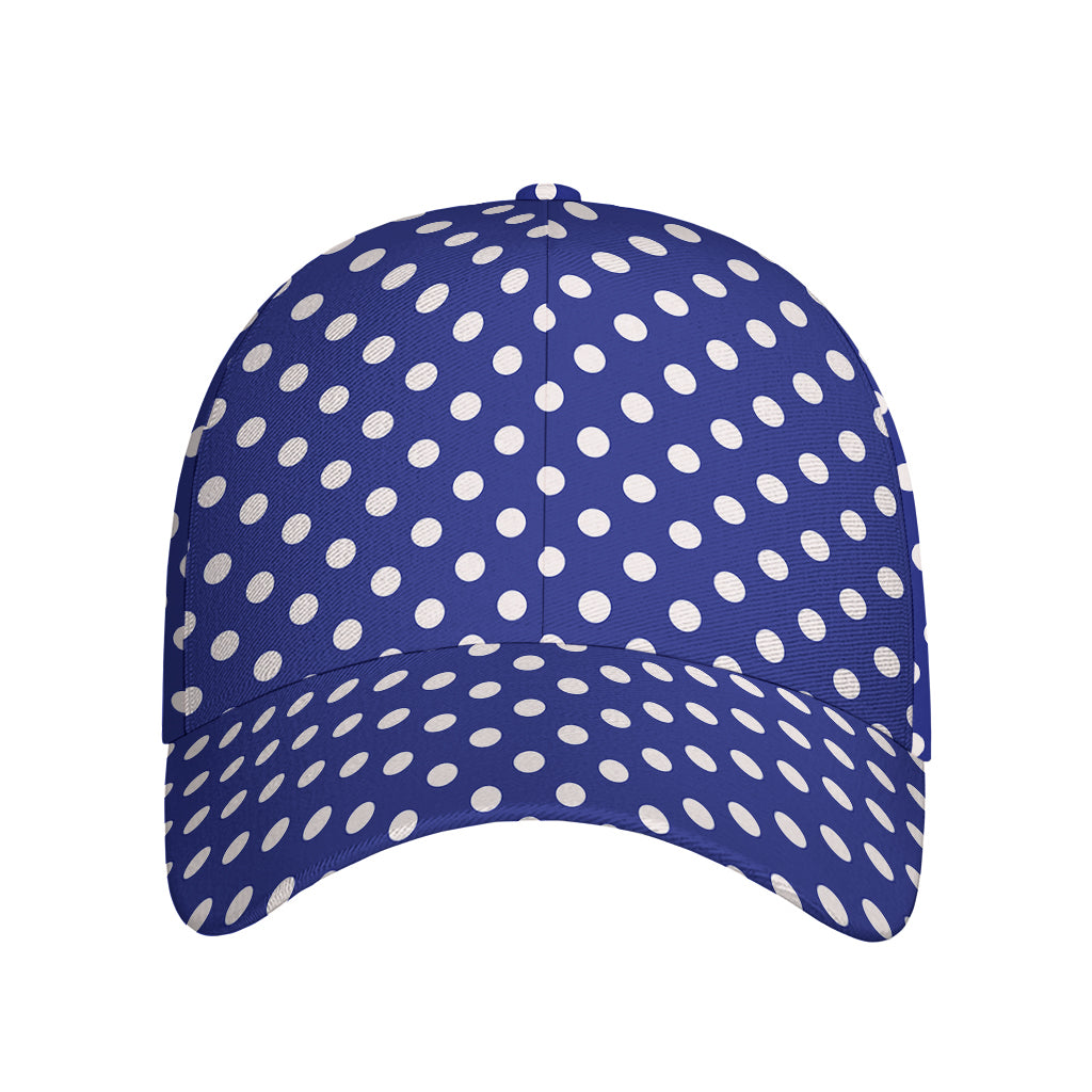 Blue And White Polka Dot Pattern Print Baseball Cap