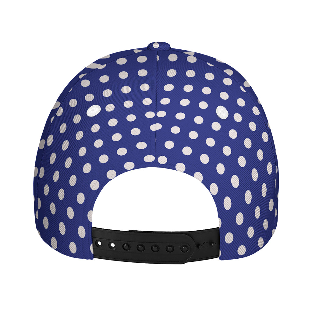 Blue And White Polka Dot Pattern Print Baseball Cap
