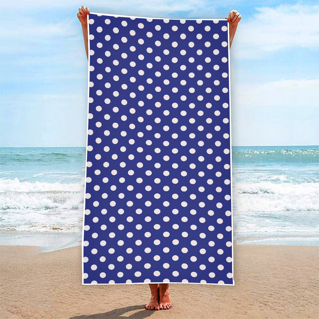 Blue And White Polka Dot Pattern Print Beach Towel