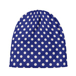 Blue And White Polka Dot Pattern Print Beanie