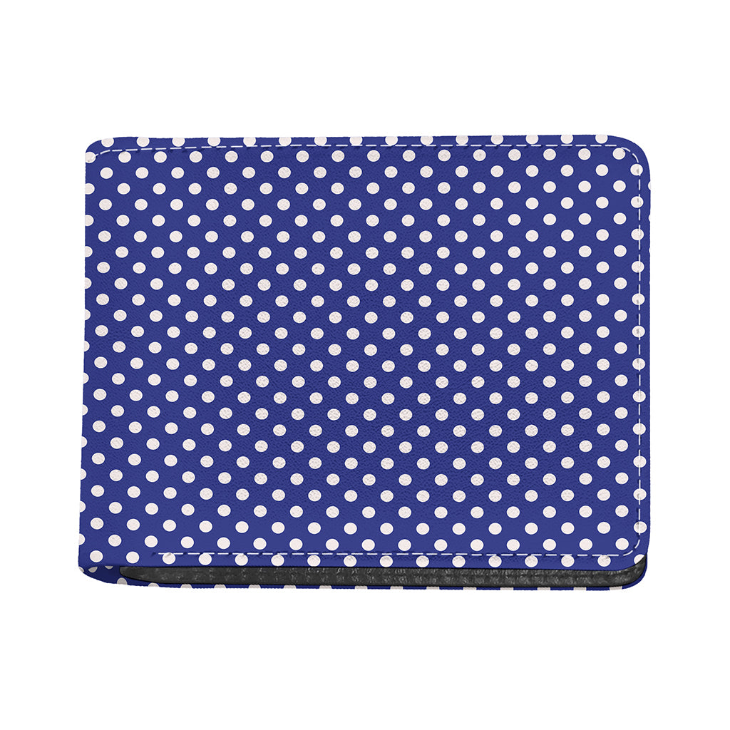 Blue And White Polka Dot Pattern Print Bifold Wallet