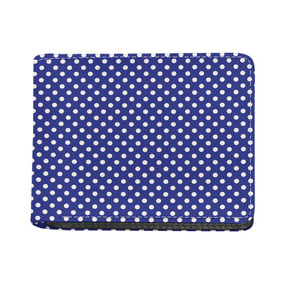 Blue And White Polka Dot Pattern Print Bifold Wallet
