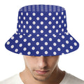 Blue And White Polka Dot Pattern Print Bucket Hat