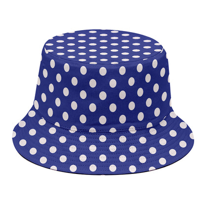 Blue And White Polka Dot Pattern Print Bucket Hat