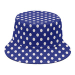Blue And White Polka Dot Pattern Print Bucket Hat