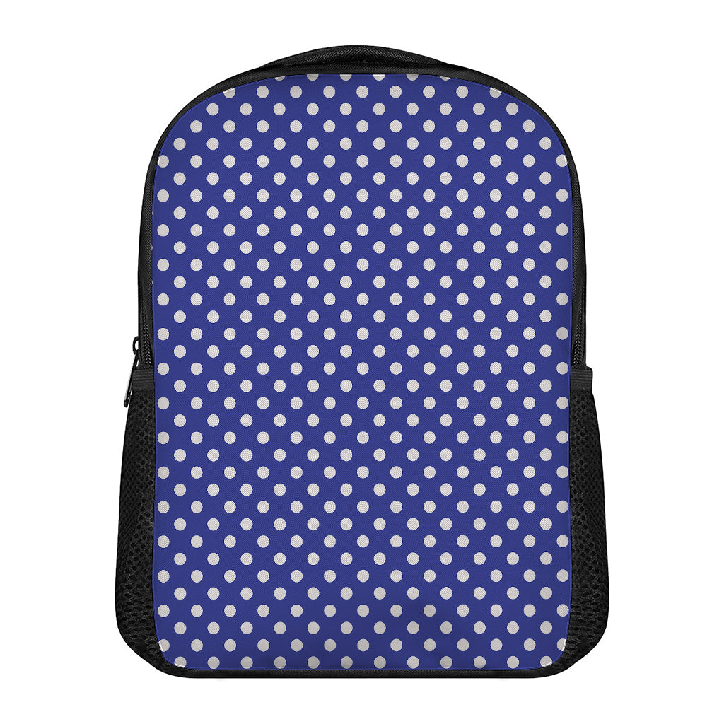 Blue And White Polka Dot Pattern Print Casual Backpack