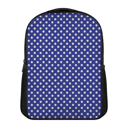 Blue And White Polka Dot Pattern Print Casual Backpack