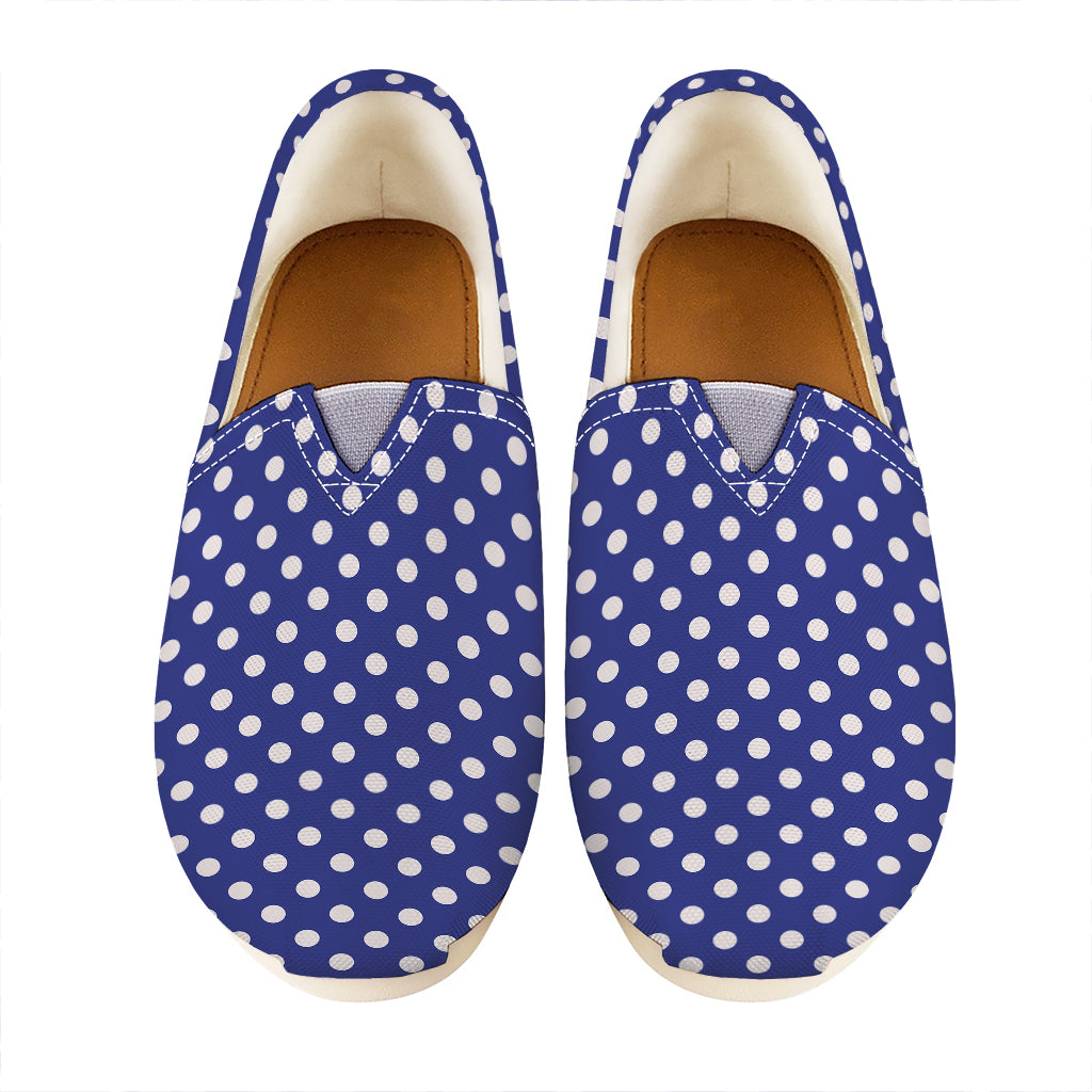 Blue And White Polka Dot Pattern Print Casual Shoes