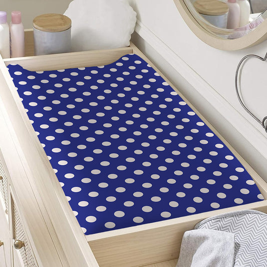 Blue And White Polka Dot Pattern Print Changing Pad Cover