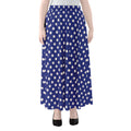 Blue And White Polka Dot Pattern Print Chiffon Maxi Skirt