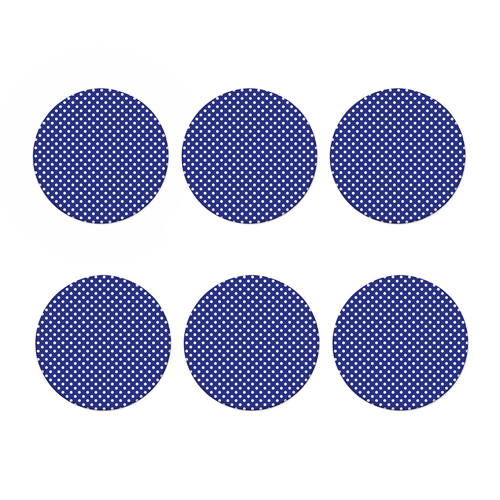 Blue And White Polka Dot Pattern Print Coaster Set