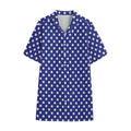 Blue And White Polka Dot Pattern Print Cotton Hawaiian Shirt