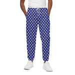 Blue And White Polka Dot Pattern Print Cotton Pants