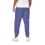 Blue And White Polka Dot Pattern Print Cotton Pants