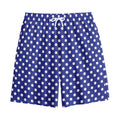 Blue And White Polka Dot Pattern Print Cotton Shorts