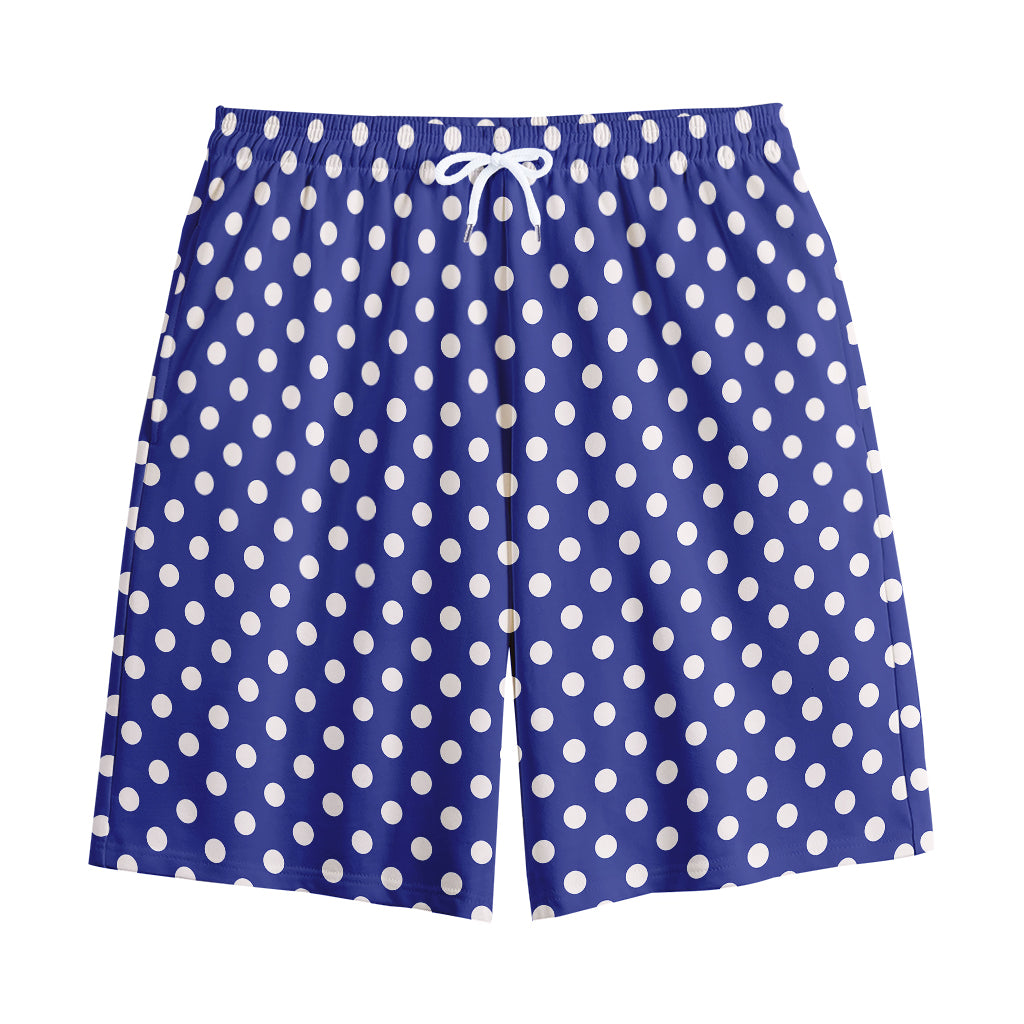 Blue And White Polka Dot Pattern Print Cotton Shorts