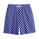 Blue And White Polka Dot Pattern Print Cotton Shorts
