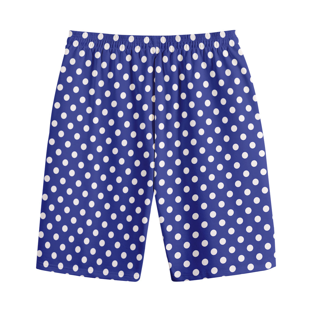 Blue And White Polka Dot Pattern Print Cotton Shorts