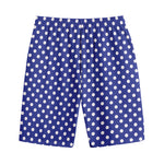 Blue And White Polka Dot Pattern Print Cotton Shorts
