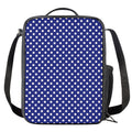 Blue And White Polka Dot Pattern Print Crossbody Lunch Bag
