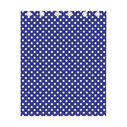 Blue And White Polka Dot Pattern Print Curtain