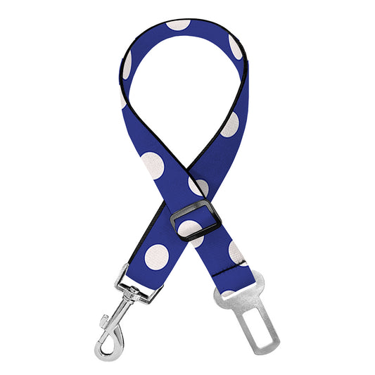 Blue And White Polka Dot Pattern Print Dog Seat Belt
