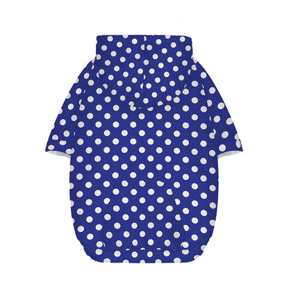 Blue And White Polka Dot Pattern Print Dog Zip Up Hoodie