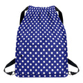 Blue And White Polka Dot Pattern Print Drawstring Backpack