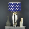 Blue And White Polka Dot Pattern Print Drum Lamp Shade