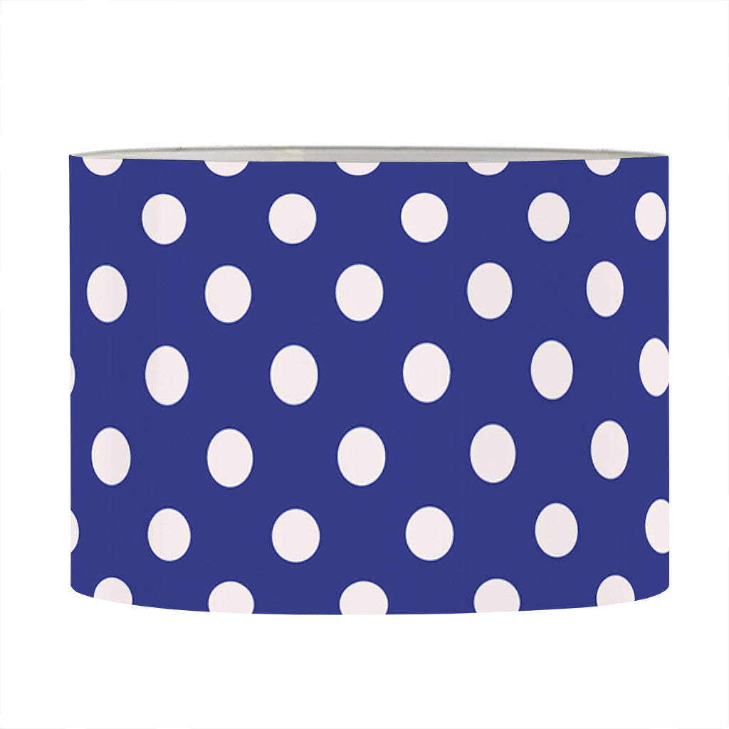 Blue And White Polka Dot Pattern Print Drum Lamp Shade
