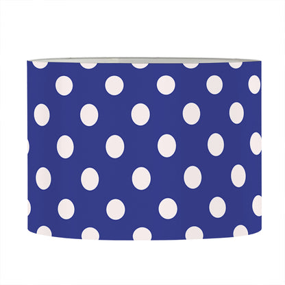 Blue And White Polka Dot Pattern Print Drum Lamp Shade