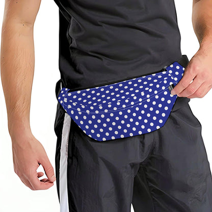 Blue And White Polka Dot Pattern Print Fanny Pack