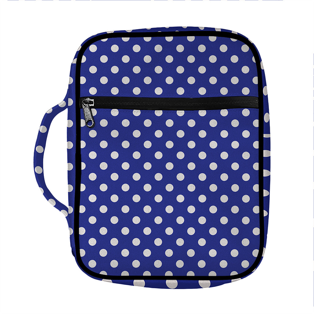 Blue And White Polka Dot Pattern Print Front Pocket Bible Bag