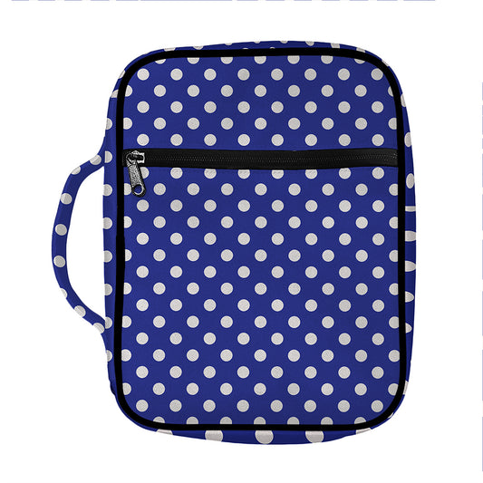 Blue And White Polka Dot Pattern Print Front Pocket Bible Bag