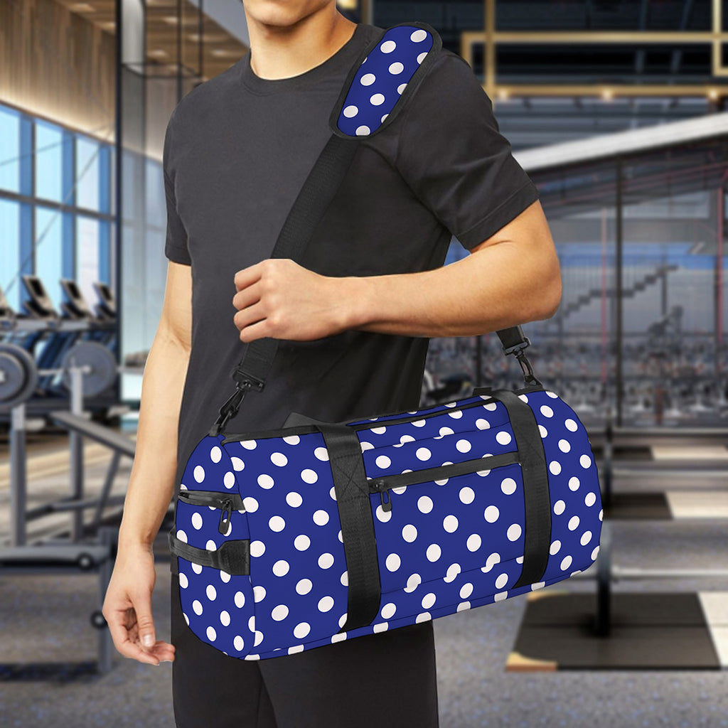 Blue And White Polka Dot Pattern Print Gym Bag