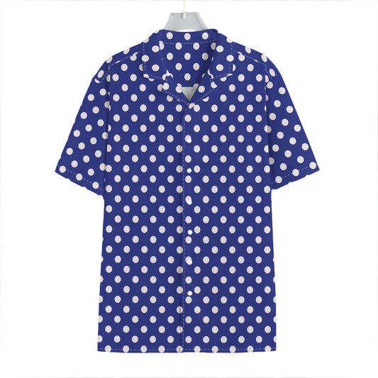 Blue And White Polka Dot Pattern Print Hawaiian Shirt