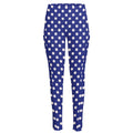 Blue And White Polka Dot Pattern Print High-Waisted Pocket Leggings
