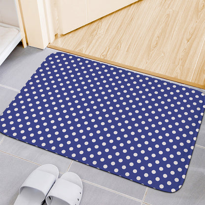 Blue And White Polka Dot Pattern Print Indoor Door Mat