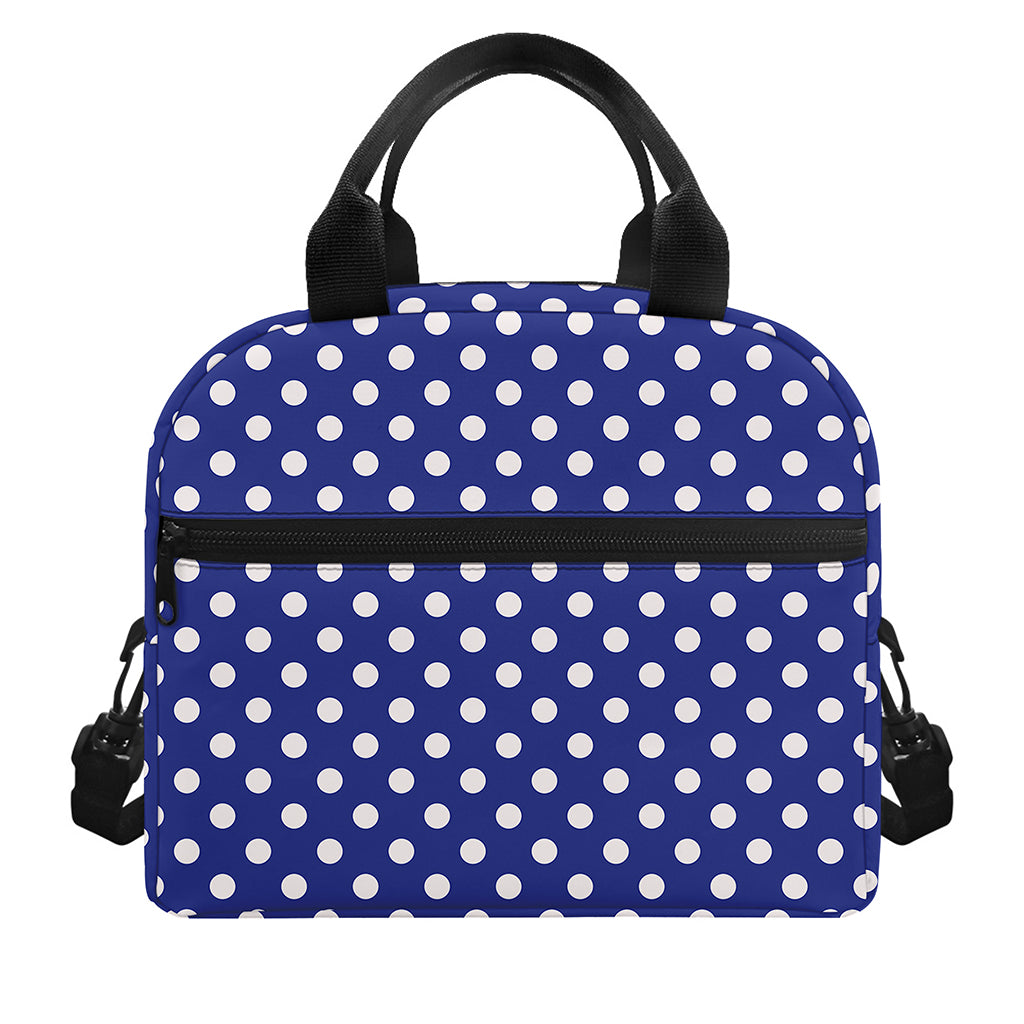 Blue And White Polka Dot Pattern Print Insulated Lunch Bag