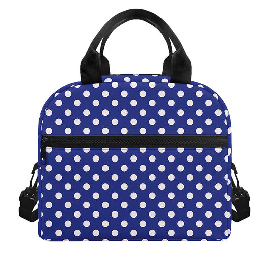 Blue And White Polka Dot Pattern Print Insulated Lunch Bag