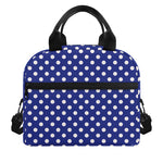 Blue And White Polka Dot Pattern Print Insulated Lunch Bag