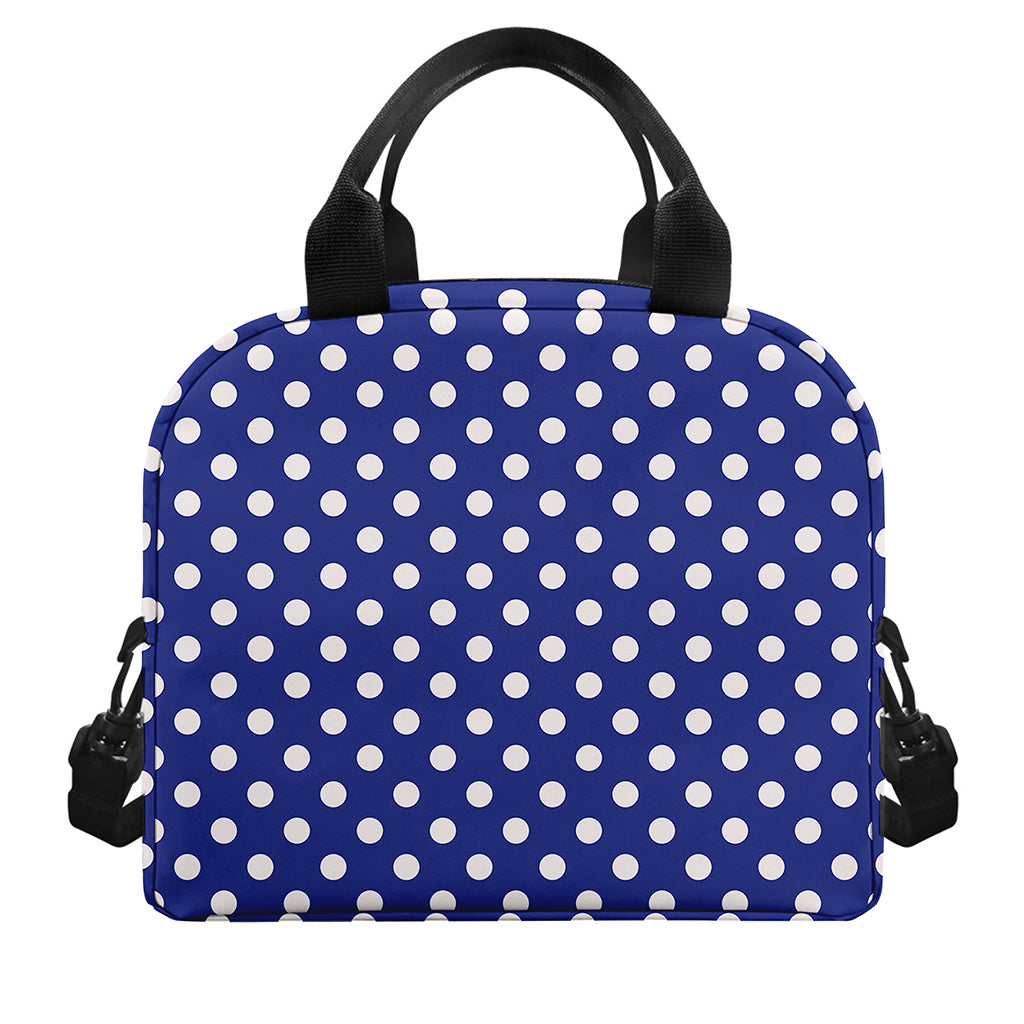 Blue And White Polka Dot Pattern Print Insulated Lunch Bag