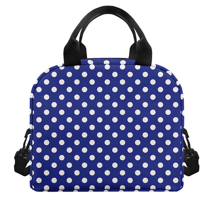 Blue And White Polka Dot Pattern Print Insulated Lunch Bag